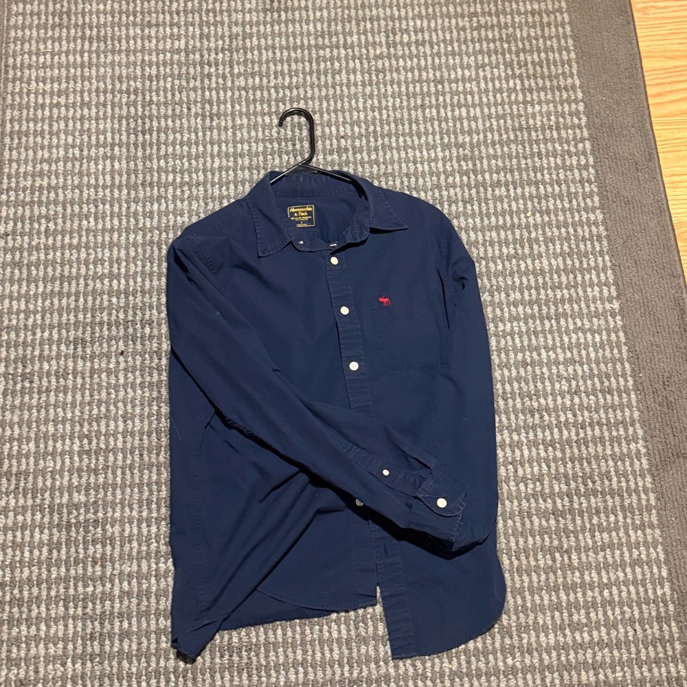 Men's Navy Blue Shirt Abercrombie and fitch
